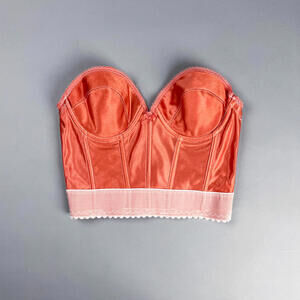 Vintage Salmon Pink Satin Bustier Bra